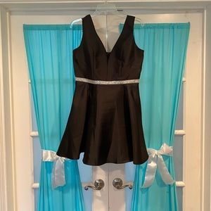 Black Cocktail Dress w/ Crystal Belt Band